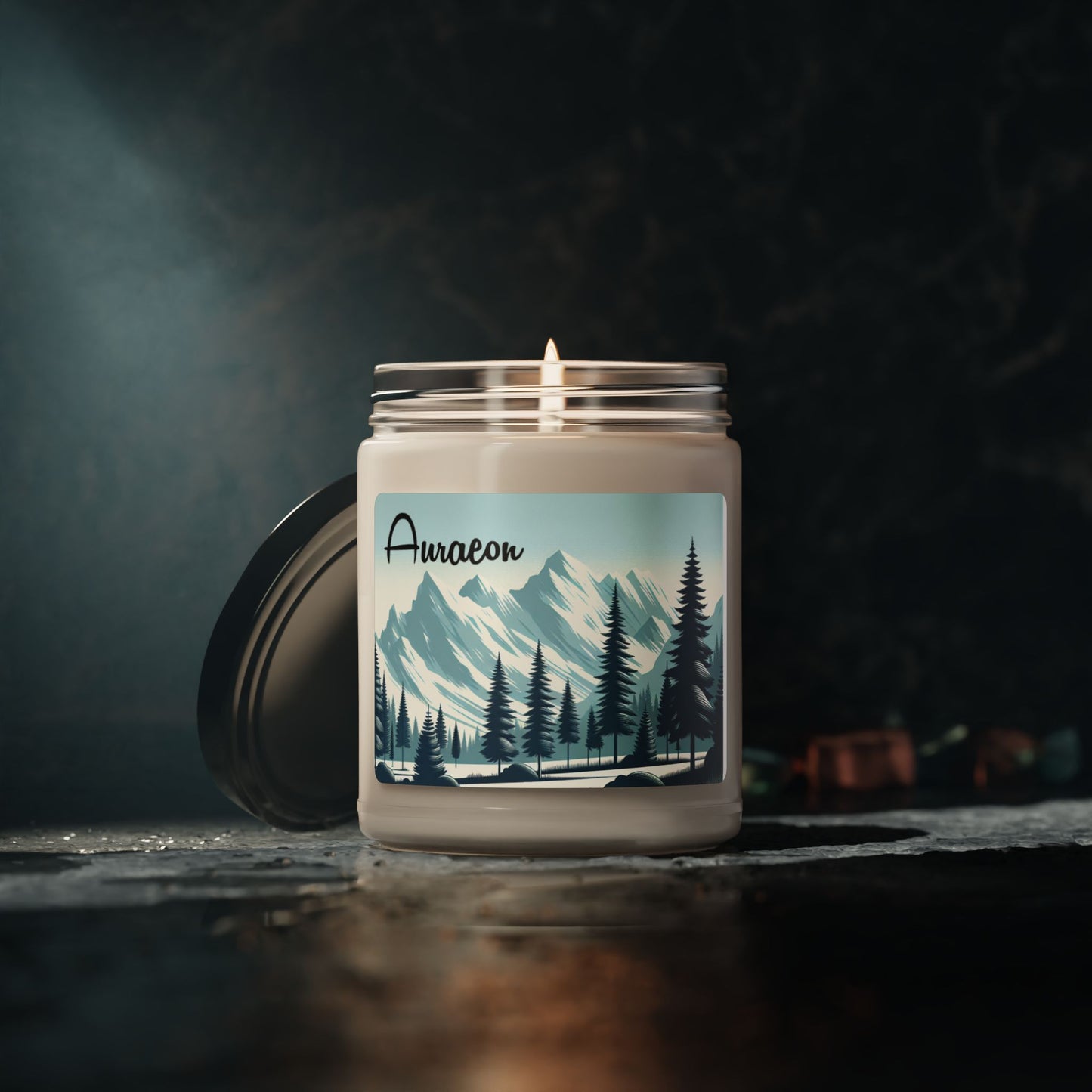 Auraeon Winter Escape Candle – 9oz Scented Soy Candle with Snowy Pines & Mountain Peaks