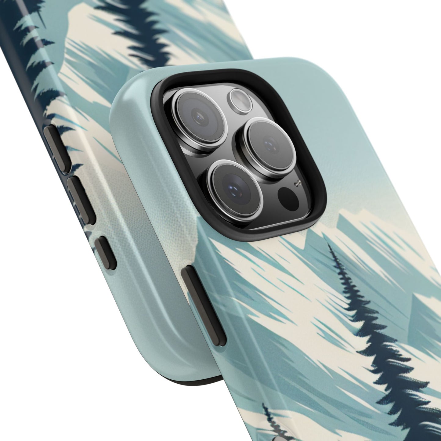 Adventure Awaits Tough Phone Case – Snowy Mountain Tops & Pine Tree Design