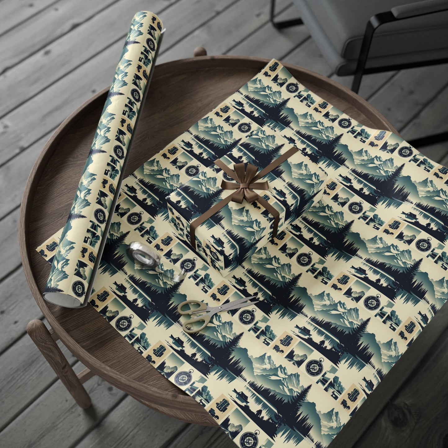 Auraeon Adventure Wrap – Wrapping Paper with Camping, Hiking & Exploring Designs