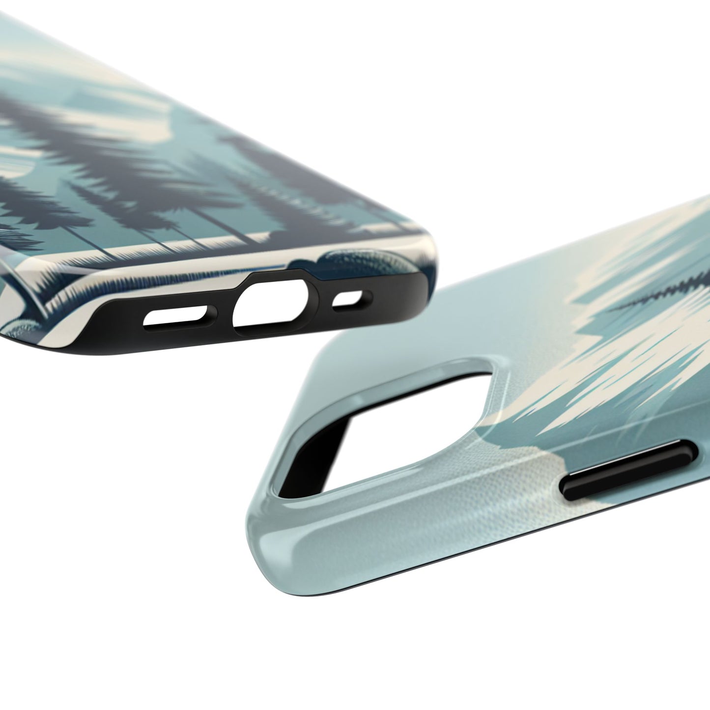 Adventure Awaits Tough Phone Case – Snowy Mountain Tops & Pine Tree Design