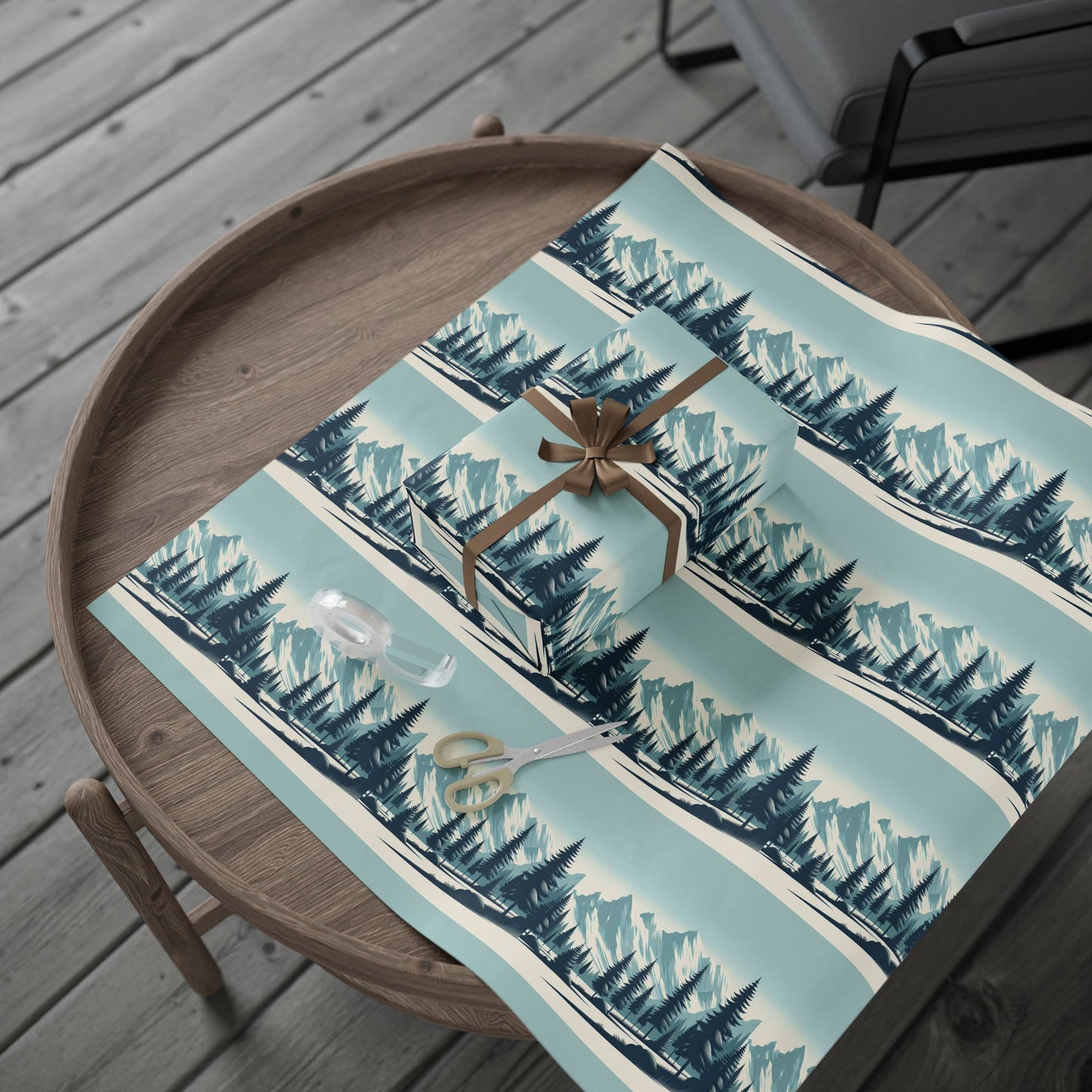 Auraeon Alpine Wonderland – Wrapping Paper with Snowy Pines & Mountain Peaks