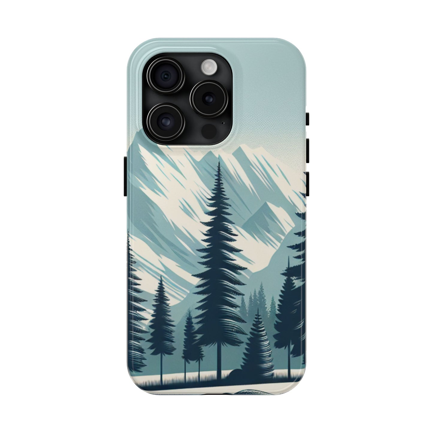 Adventure Awaits Tough Phone Case – Snowy Mountain Tops & Pine Tree Design