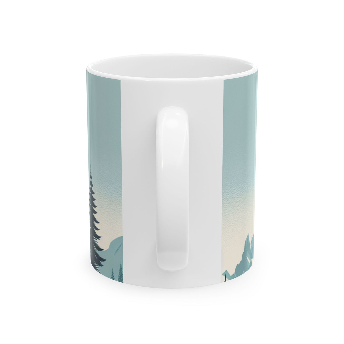Auraeon Mountain Brew Mug – "Morning Views and Mountain Brews" White Ceramic Mug (11oz, 15oz)