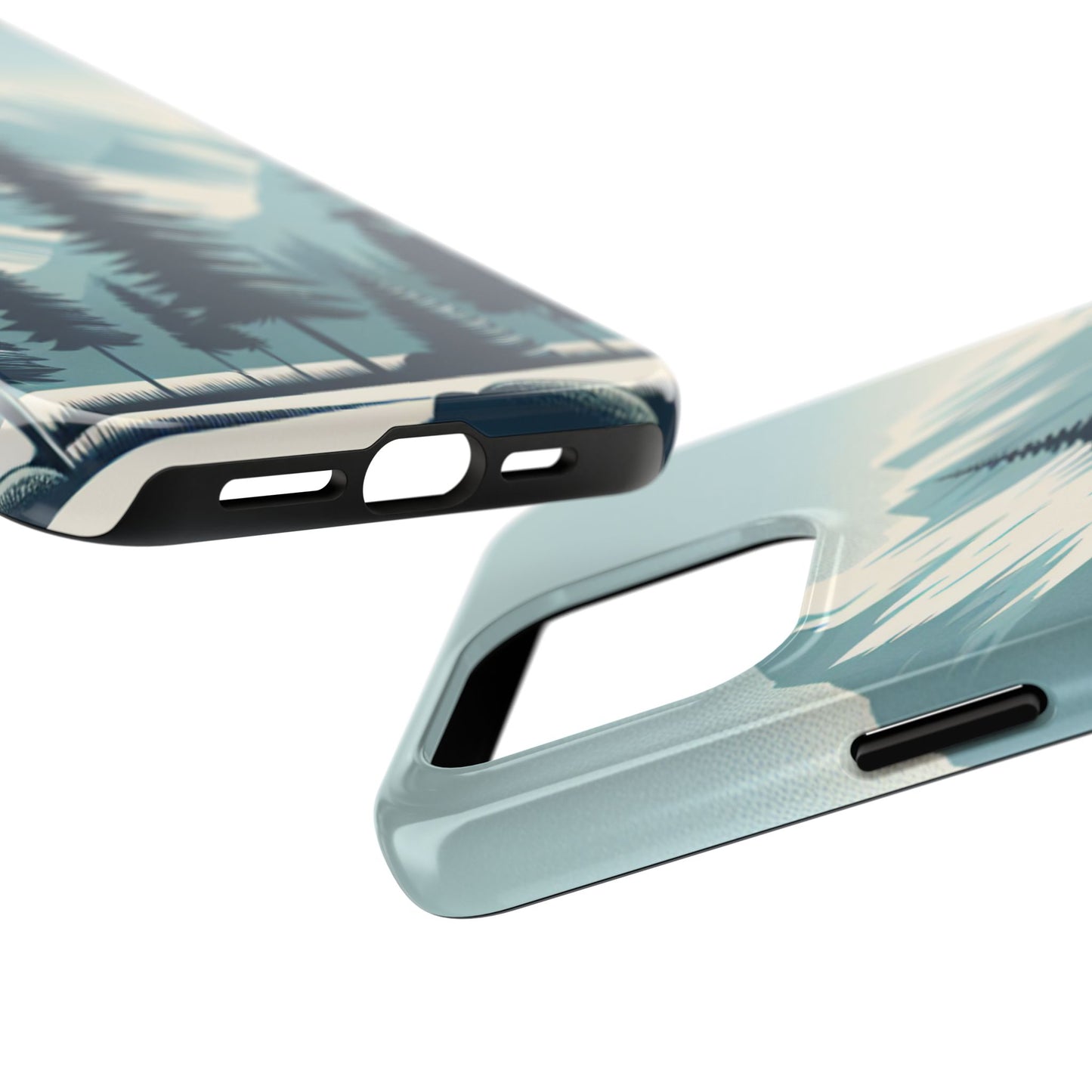 Adventure Awaits Tough Phone Case – Snowy Mountain Tops & Pine Tree Design