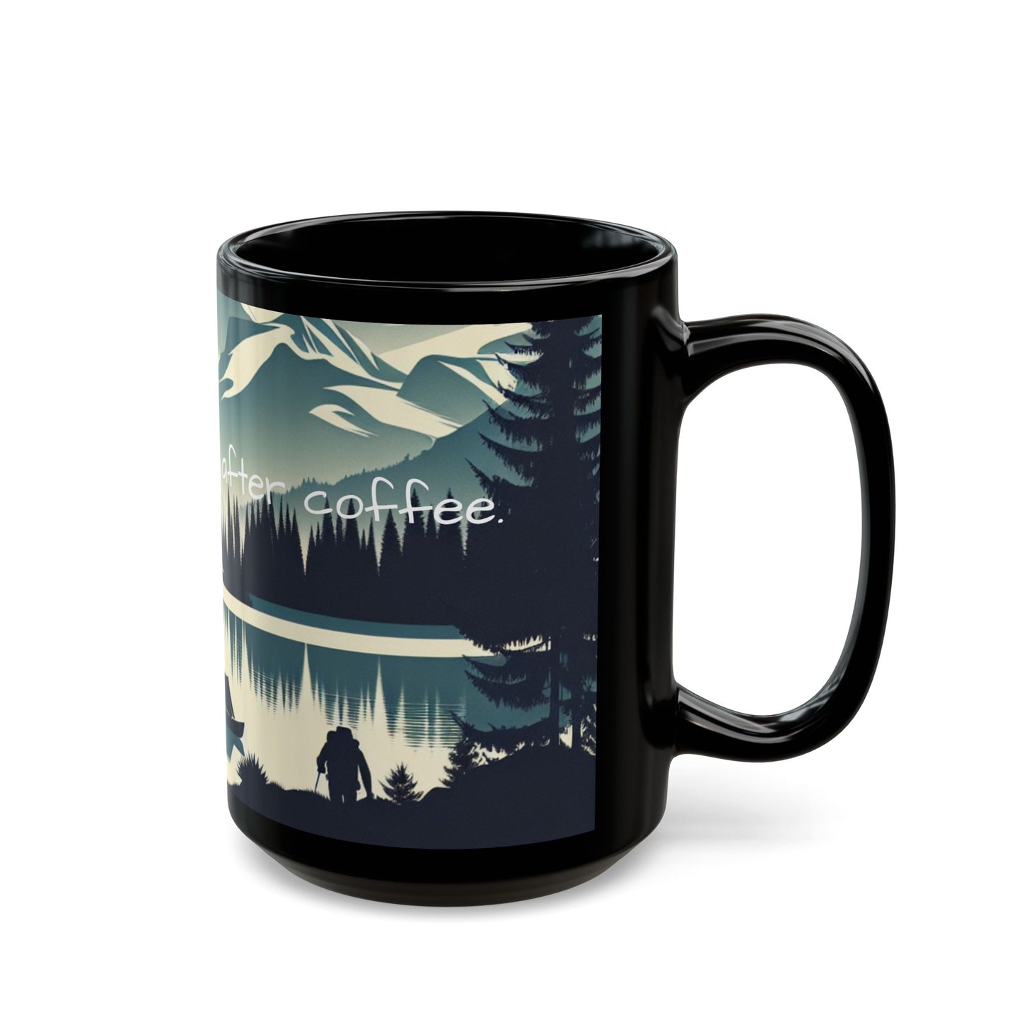 Auraeon Adventure Mug – "Adventure Begins After Coffee" Black Ceramic Mug (11oz, 15oz)