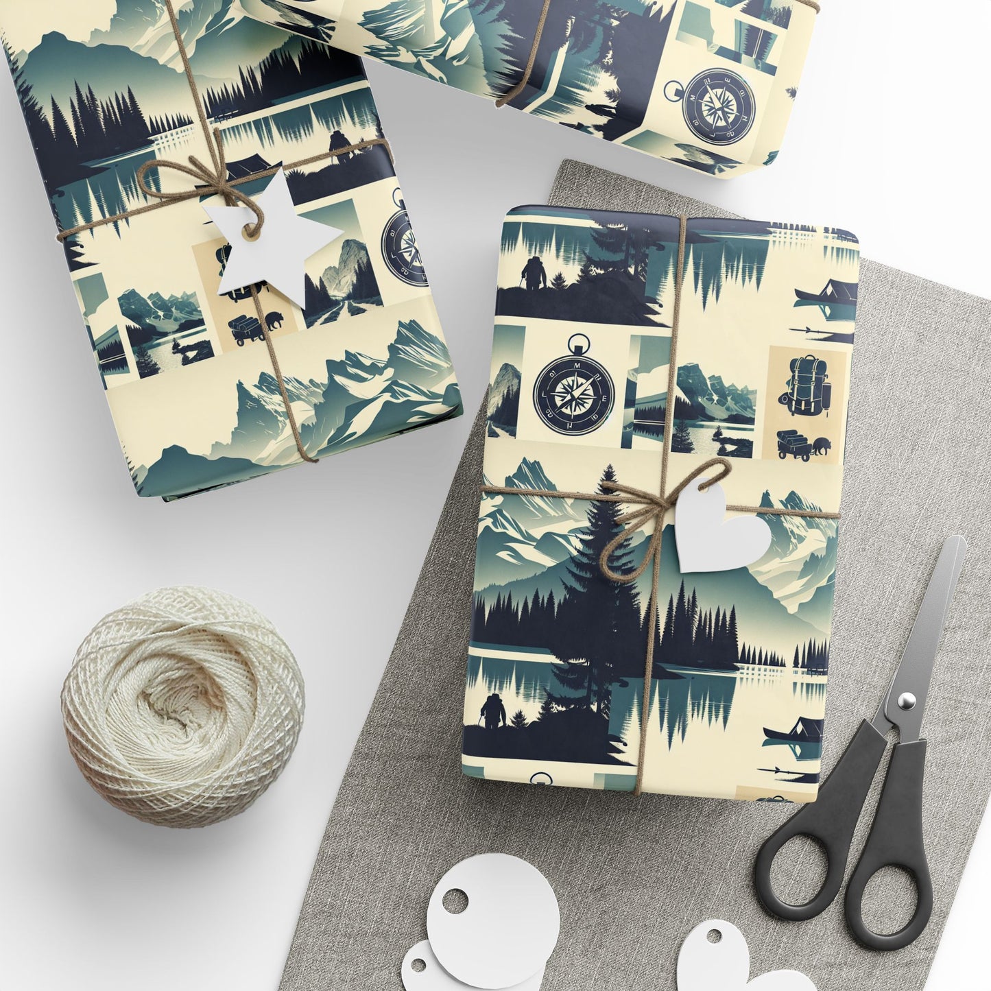 Auraeon Adventure Wrap – Wrapping Paper with Camping, Hiking & Exploring Designs