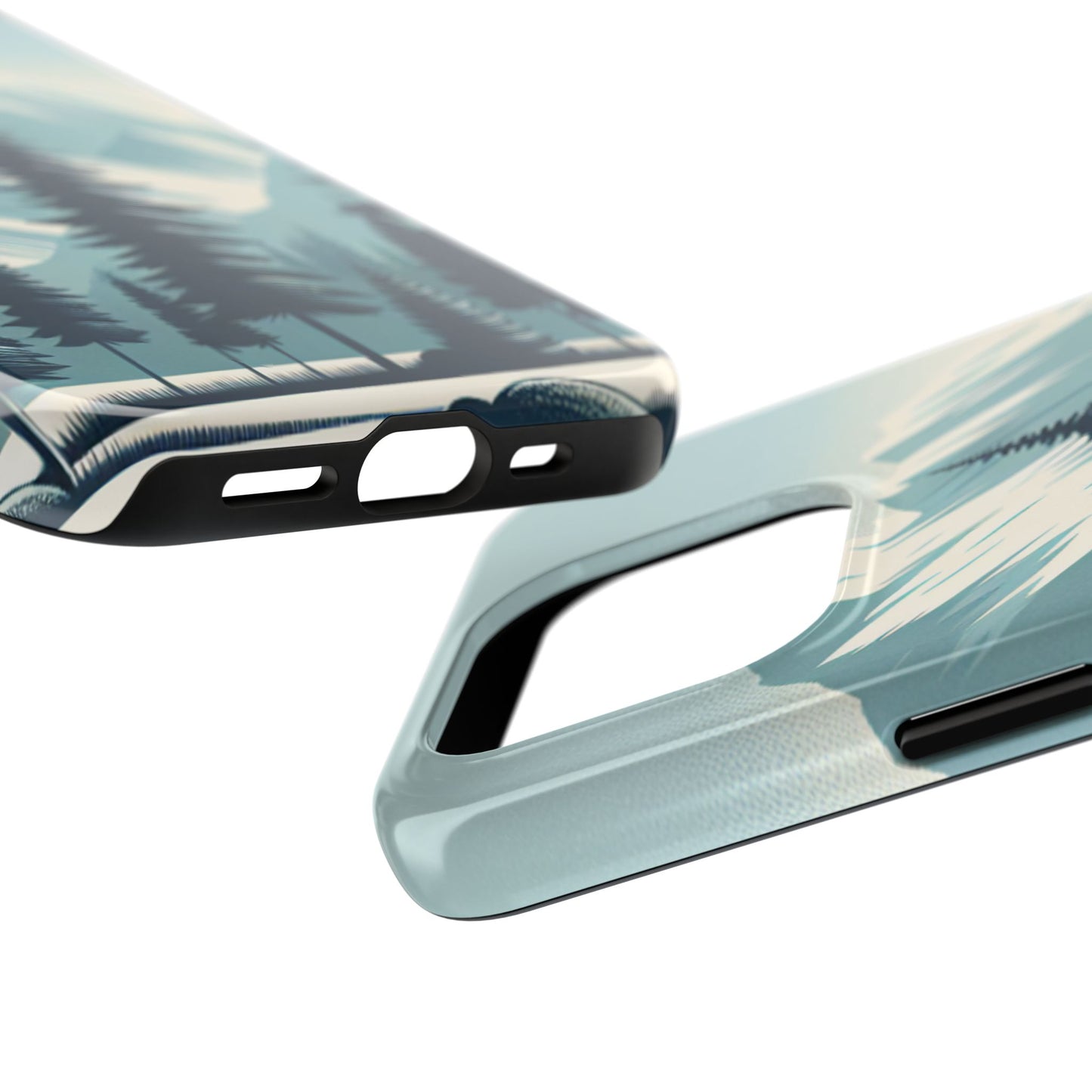 Adventure Awaits Tough Phone Case – Snowy Mountain Tops & Pine Tree Design
