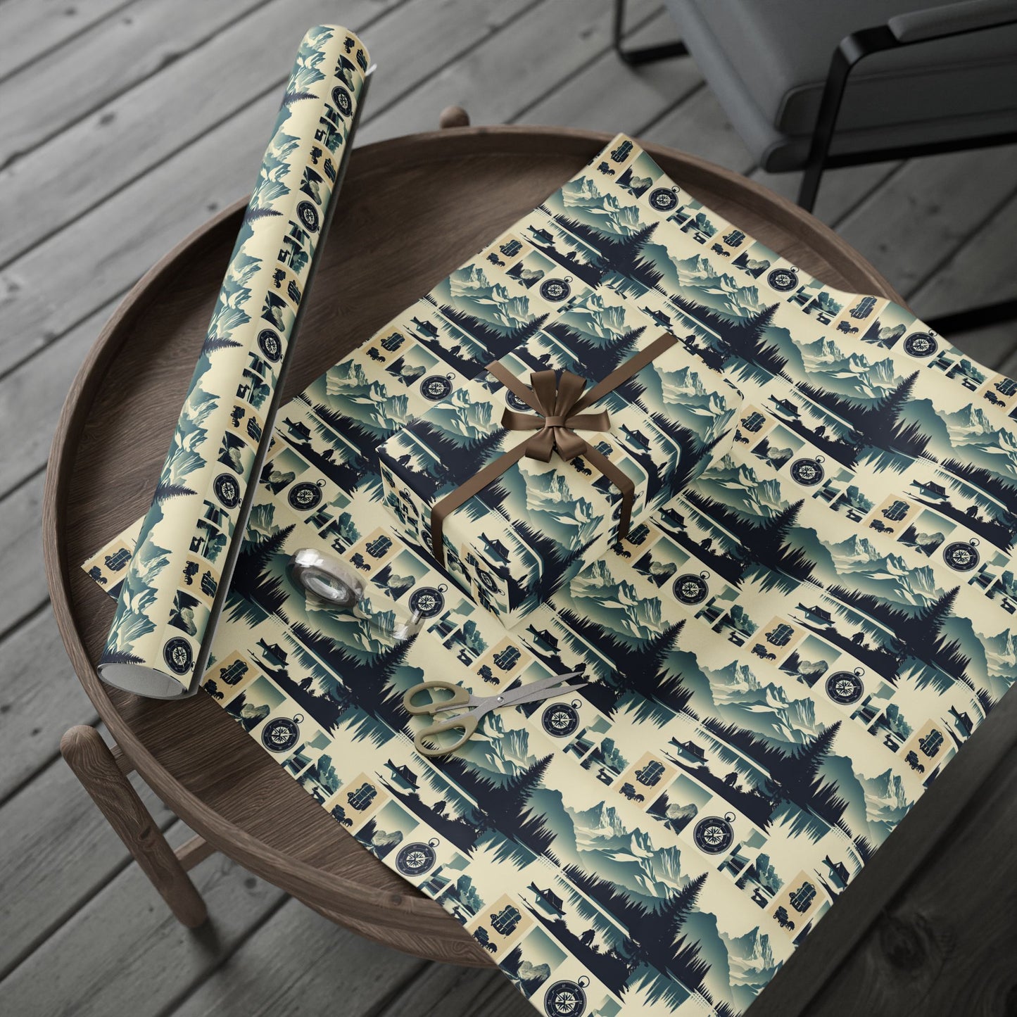 Auraeon Adventure Wrap – Wrapping Paper with Camping, Hiking & Exploring Designs