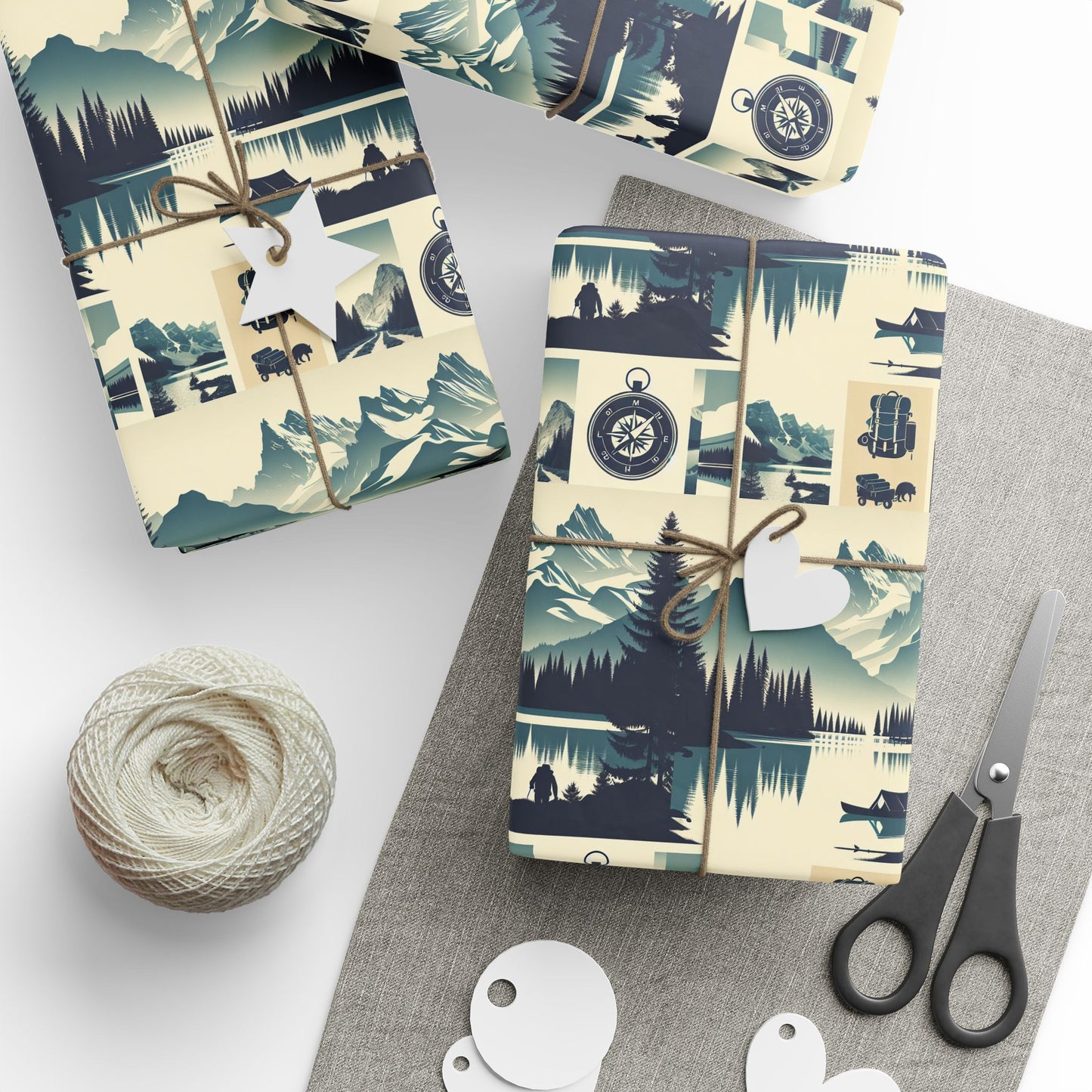 Auraeon Adventure Wrap – Wrapping Paper with Camping, Hiking & Exploring Designs