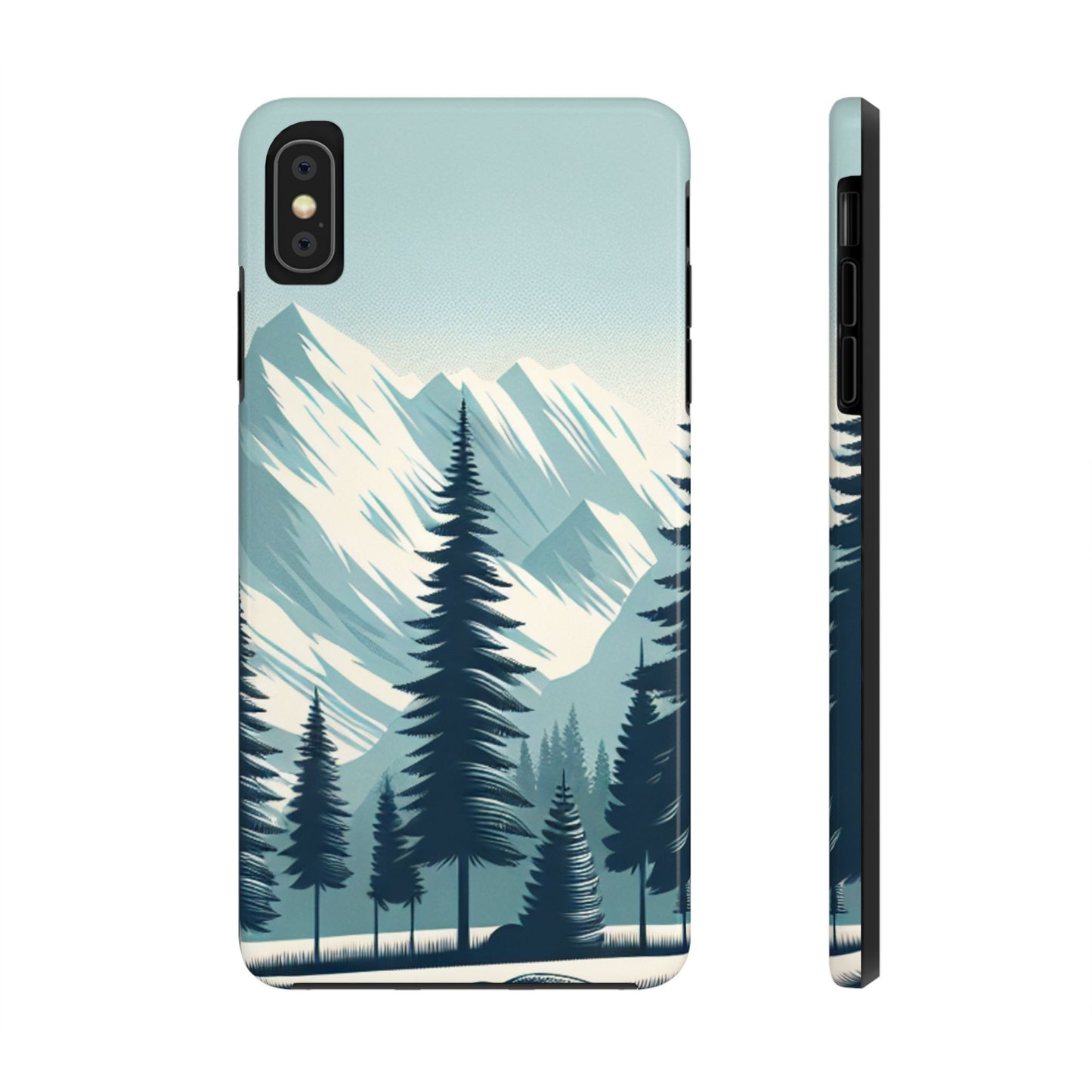 Adventure Awaits Tough Phone Case – Snowy Mountain Tops & Pine Tree Design