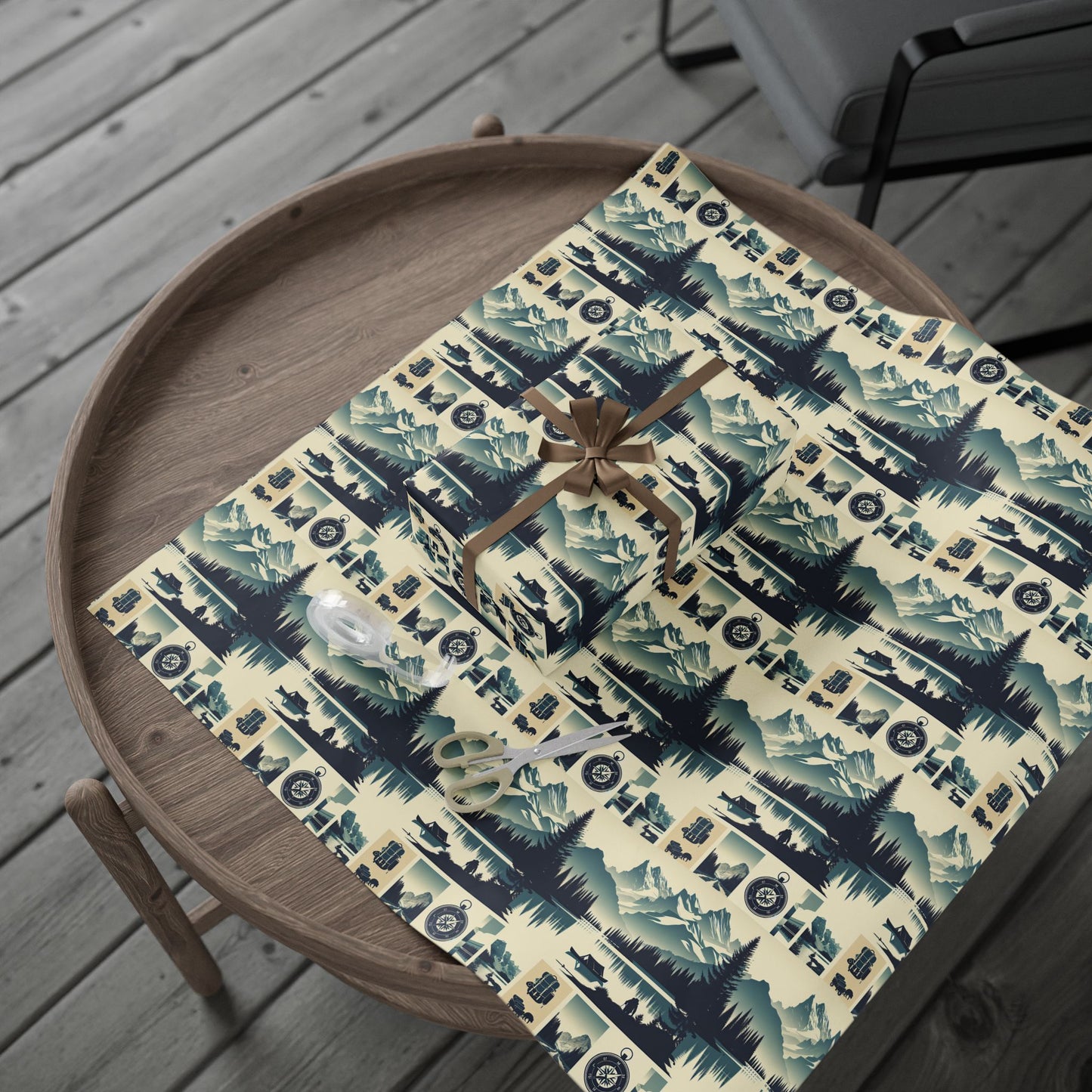 Auraeon Adventure Wrap – Wrapping Paper with Camping, Hiking & Exploring Designs