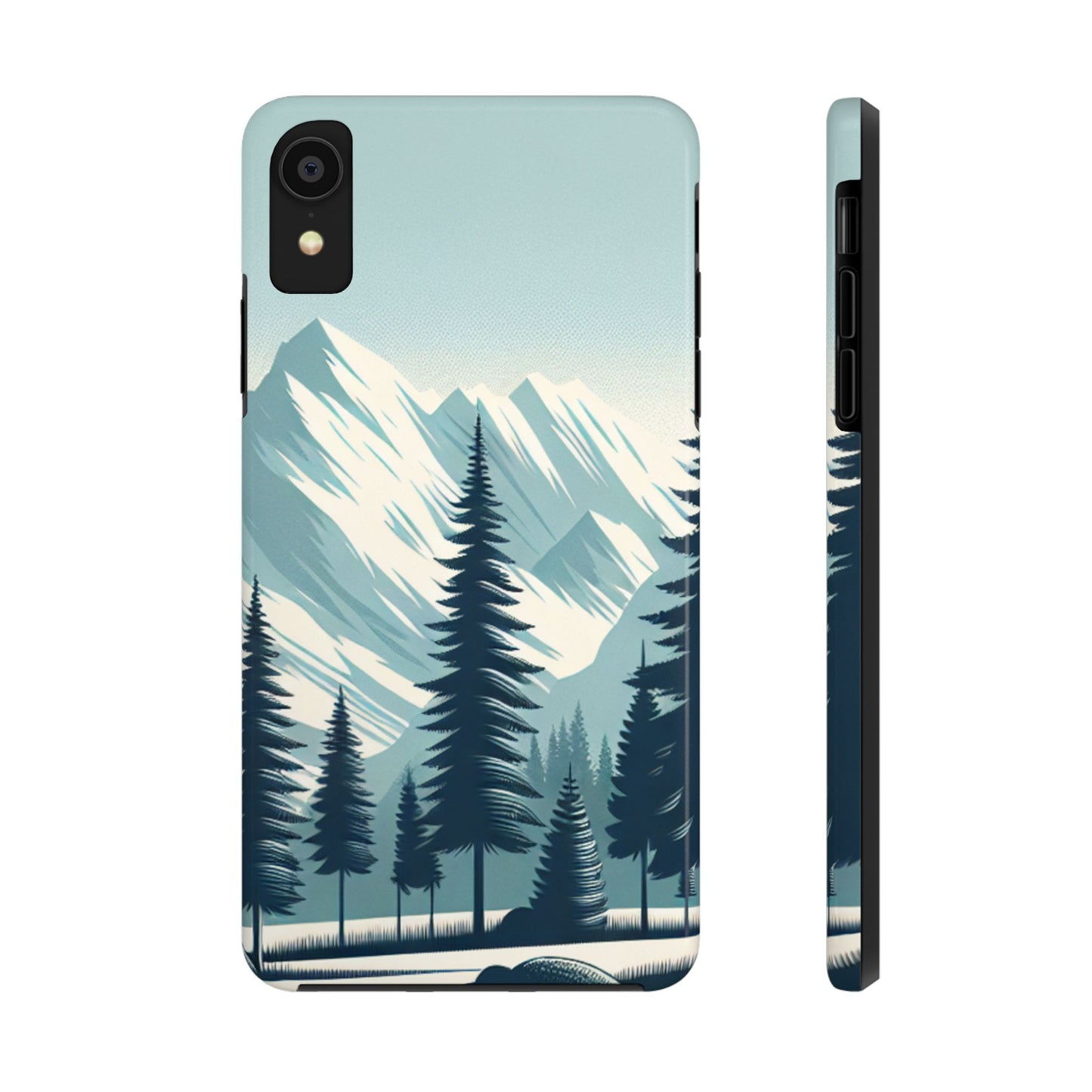 Adventure Awaits Tough Phone Case – Snowy Mountain Tops & Pine Tree Design