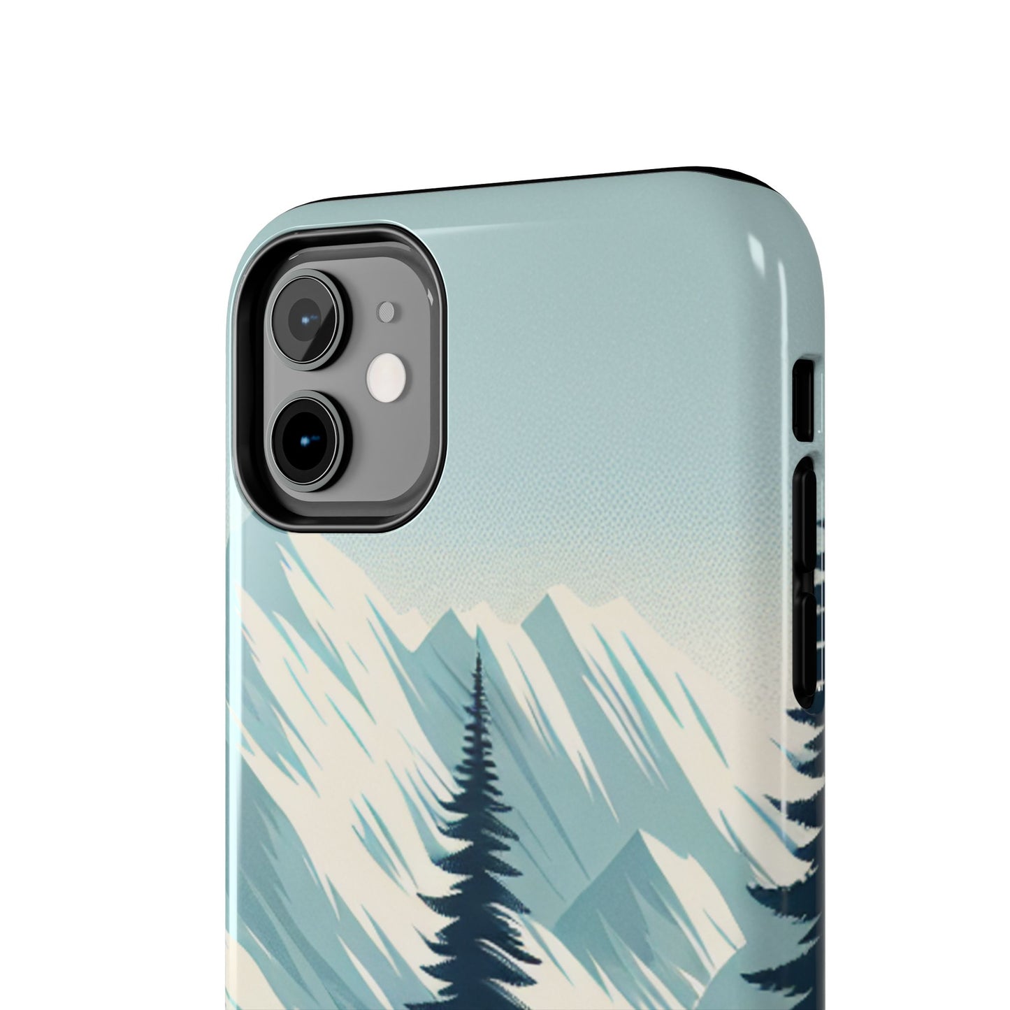 Adventure Awaits Tough Phone Case – Snowy Mountain Tops & Pine Tree Design