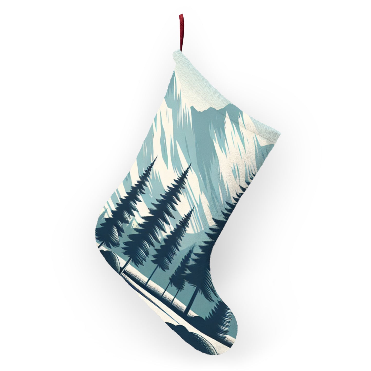 Auraeon Alpine Stocking – Christmas Stocking with Snowy Pines & Mountain Peaks