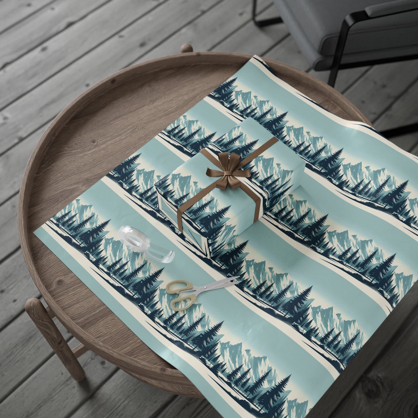 Auraeon Alpine Wonderland – Wrapping Paper with Snowy Pines & Mountain Peaks