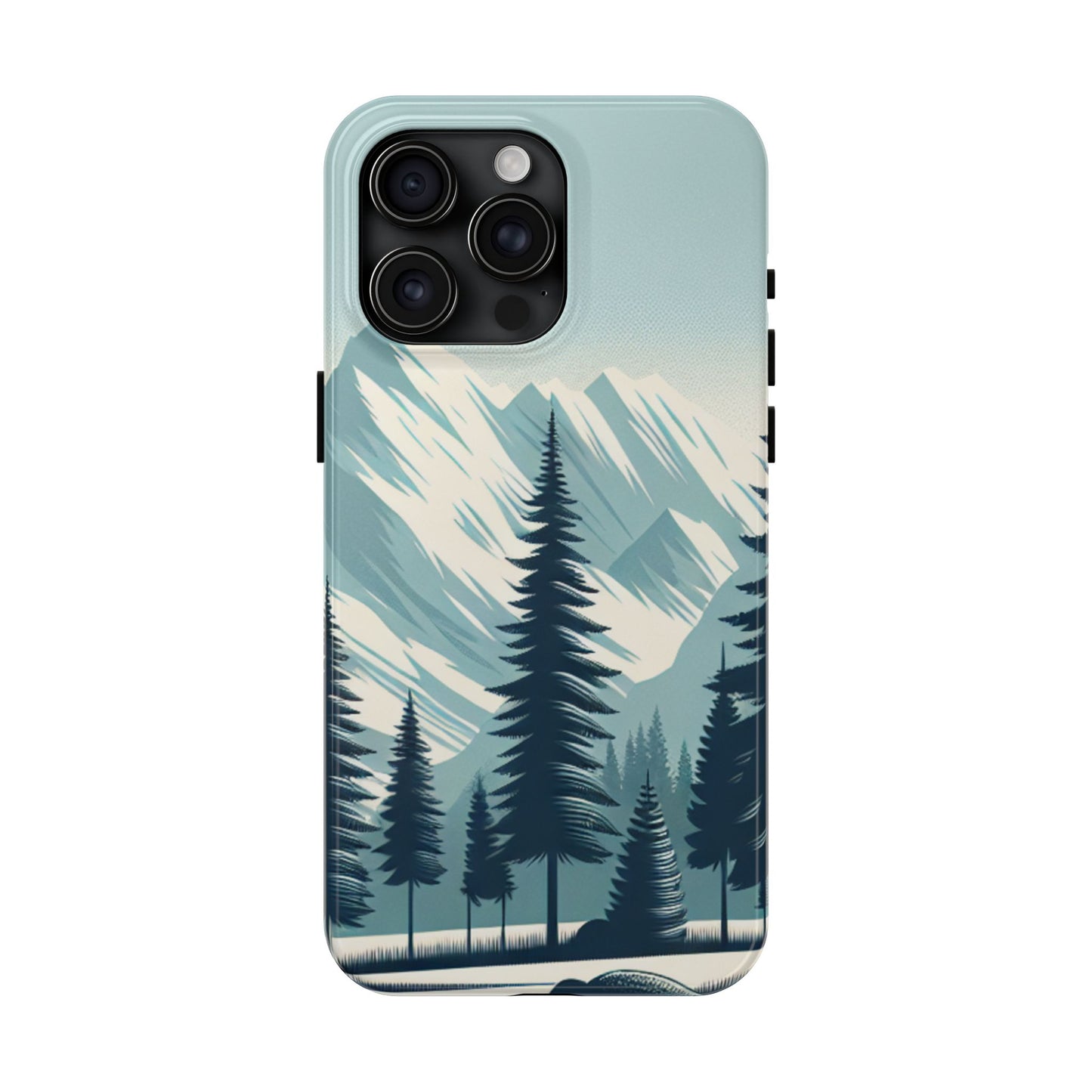 Adventure Awaits Tough Phone Case – Snowy Mountain Tops & Pine Tree Design