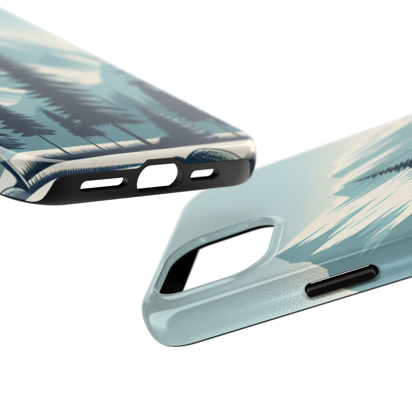 Adventure Awaits Tough Phone Case – Snowy Mountain Tops & Pine Tree Design