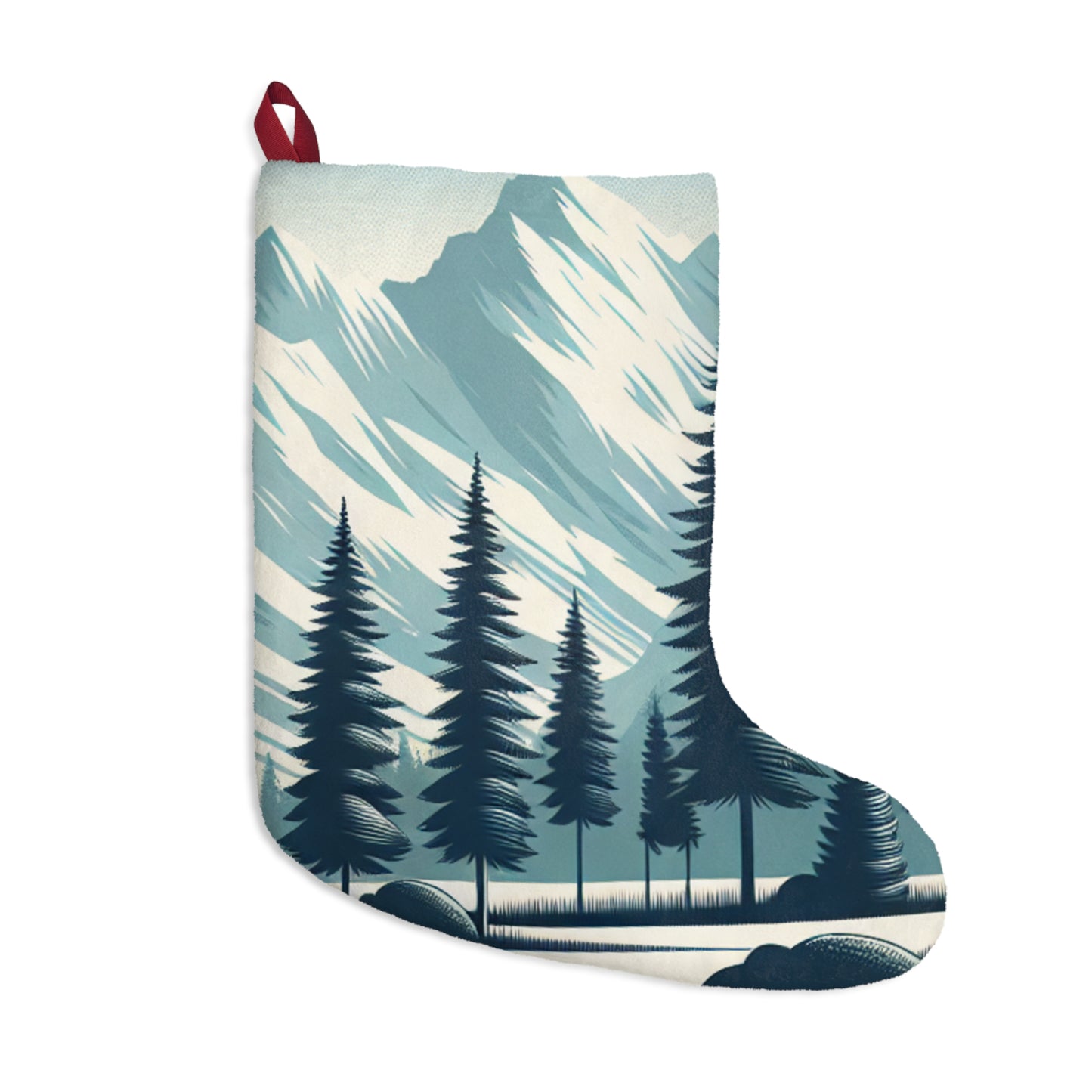 Auraeon Alpine Stocking – Christmas Stocking with Snowy Pines & Mountain Peaks