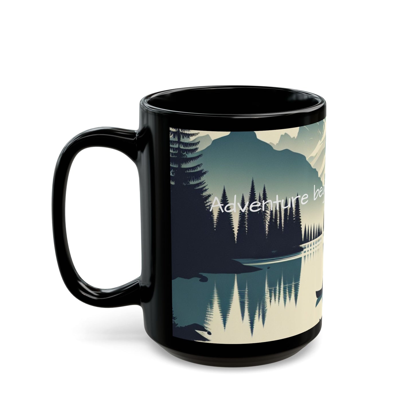 Auraeon Adventure Mug – "Adventure Begins After Coffee" Black Ceramic Mug (11oz, 15oz)