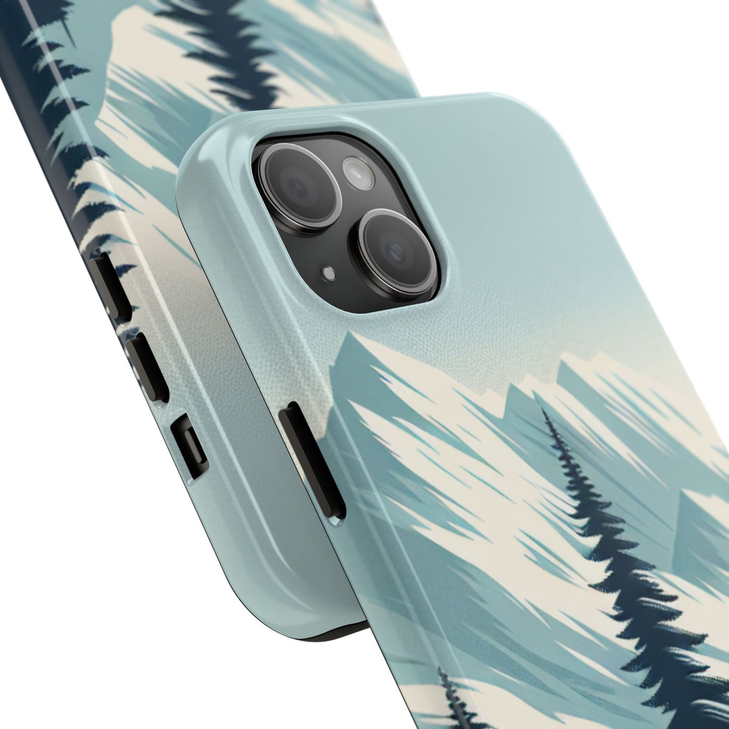 Adventure Awaits Tough Phone Case – Snowy Mountain Tops & Pine Tree Design