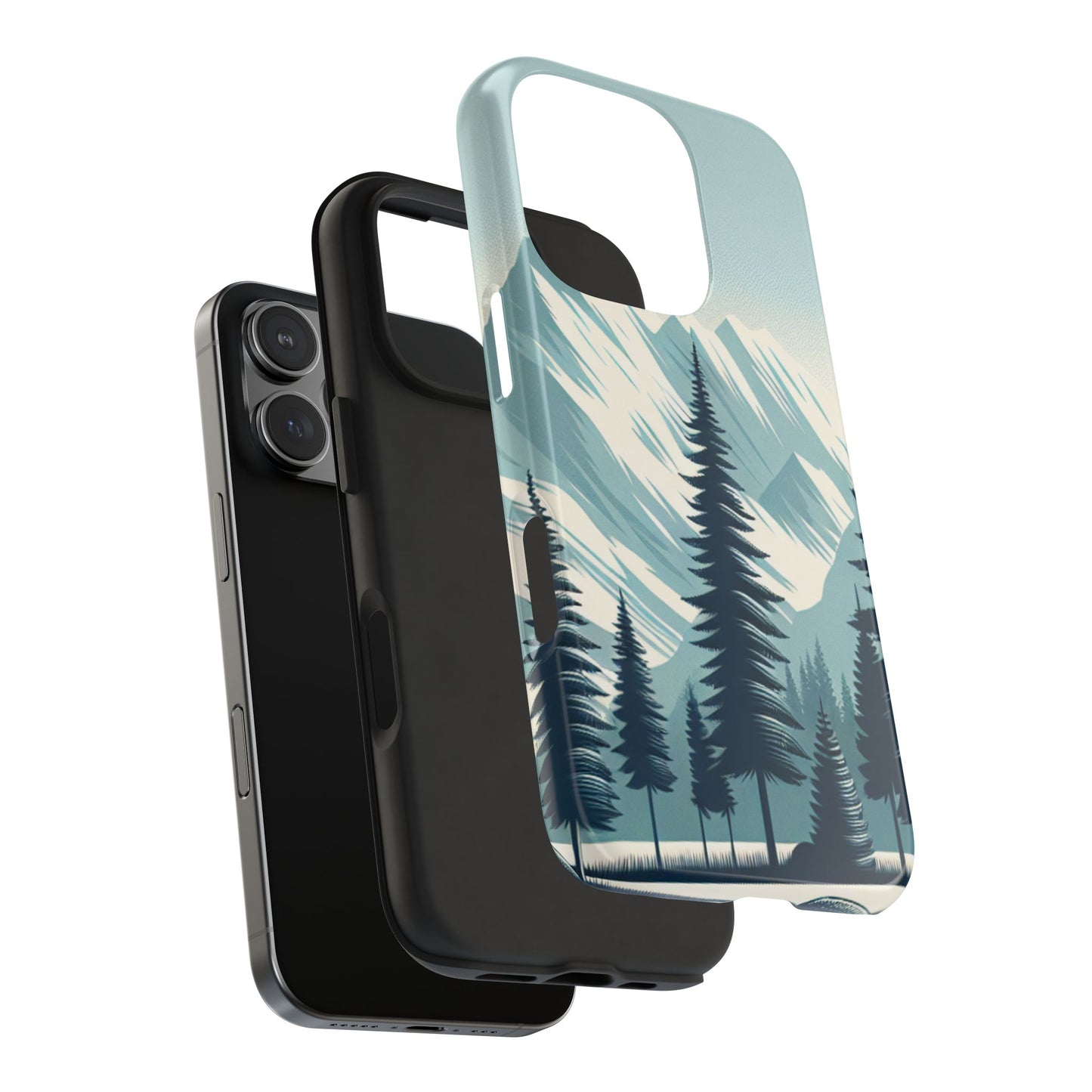 Adventure Awaits Tough Phone Case – Snowy Mountain Tops & Pine Tree Design