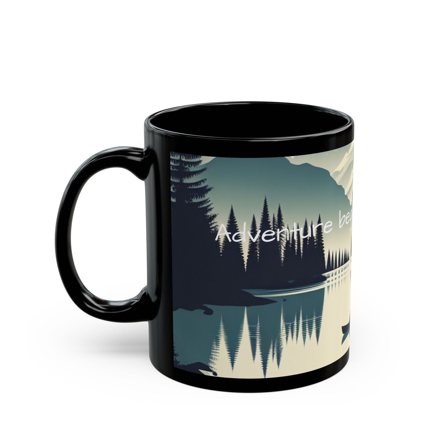 Auraeon Adventure Mug – "Adventure Begins After Coffee" Black Ceramic Mug (11oz, 15oz)