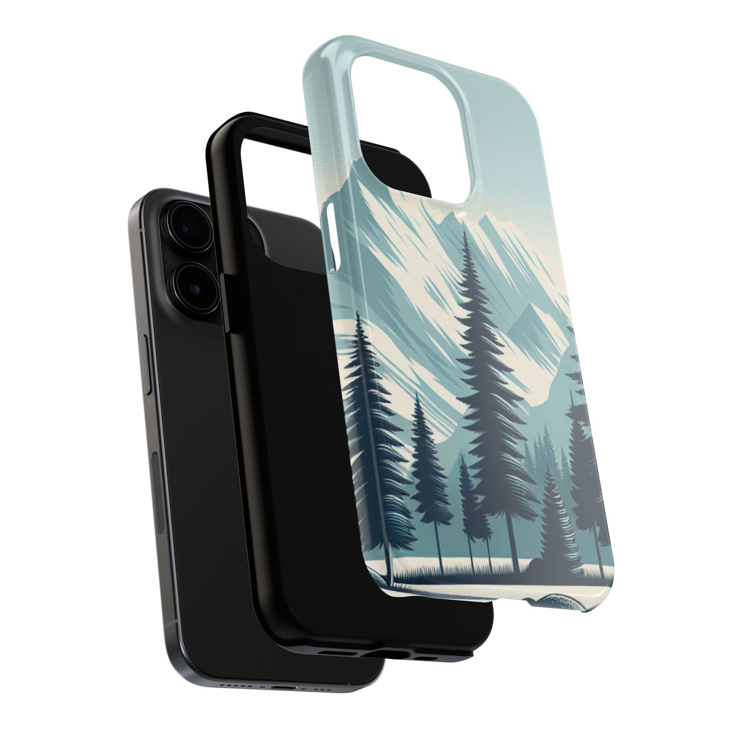 Adventure Awaits Tough Phone Case – Snowy Mountain Tops & Pine Tree Design