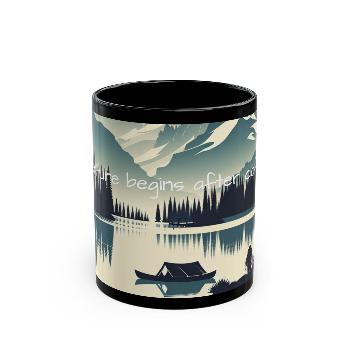 Auraeon Adventure Mug – "Adventure Begins After Coffee" Black Ceramic Mug (11oz, 15oz)