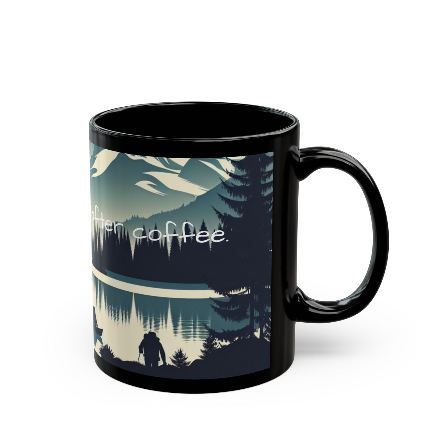 Auraeon Adventure Mug – "Adventure Begins After Coffee" Black Ceramic Mug (11oz, 15oz)