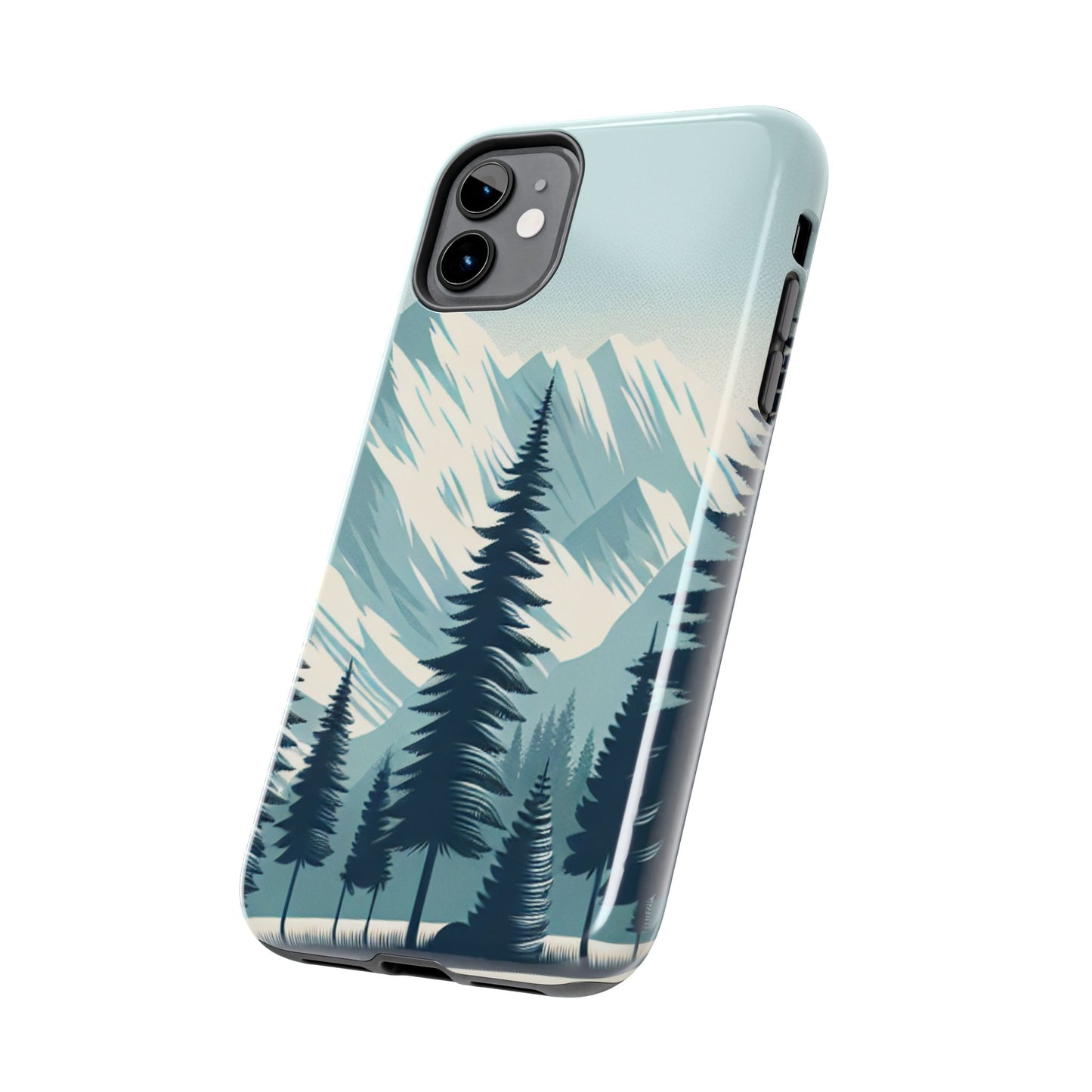 Adventure Awaits Tough Phone Case – Snowy Mountain Tops & Pine Tree Design
