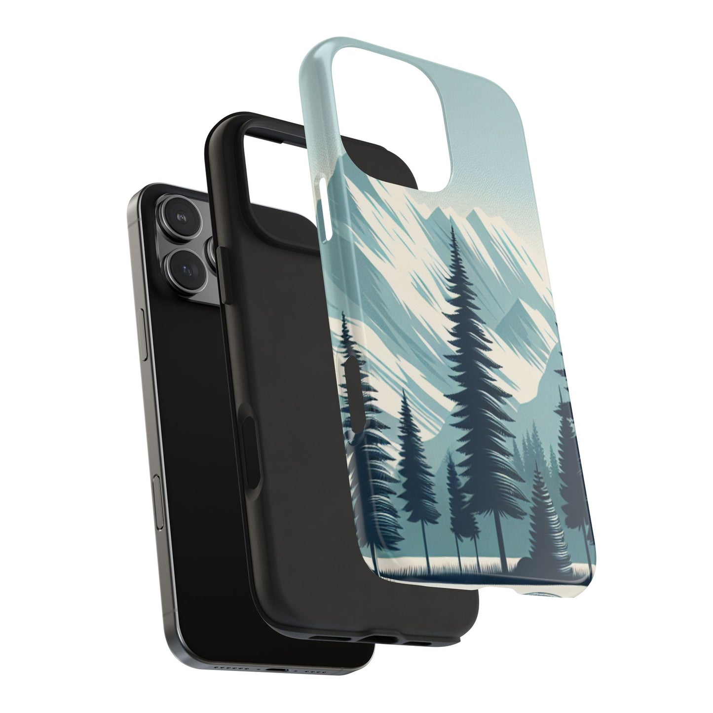 Adventure Awaits Tough Phone Case – Snowy Mountain Tops & Pine Tree Design