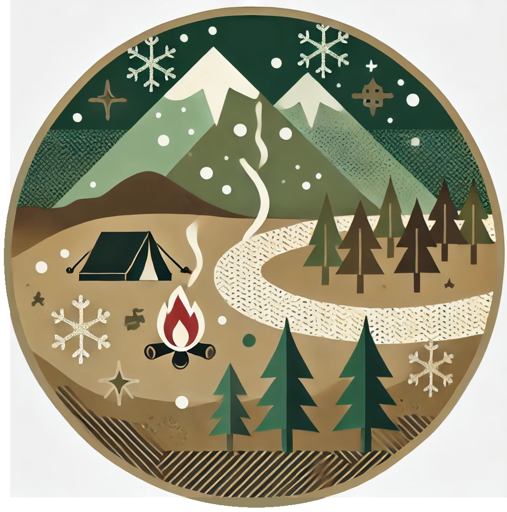 Auraeon Frosty Campfire Ornament – Winter Holiday Camping Ceramic Decoration
