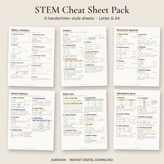 STEM Cheat Sheet Pack