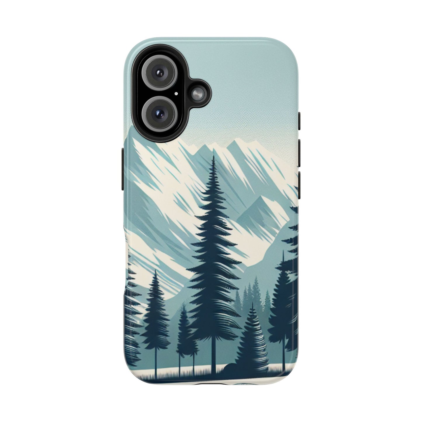 Adventure Awaits Tough Phone Case – Snowy Mountain Tops & Pine Tree Design