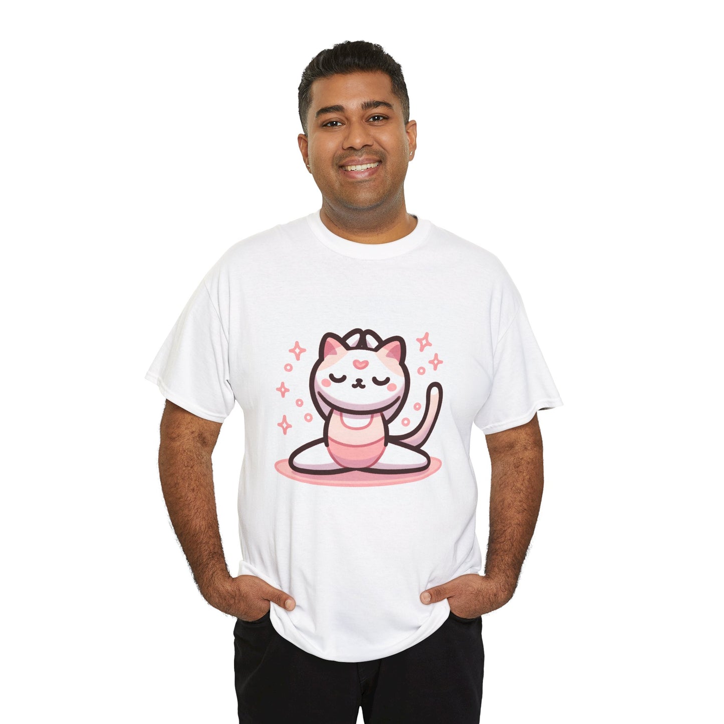 優雅な動き: ピンクのヨガ&amp;バレエ猫ユニセックスTシャツ
