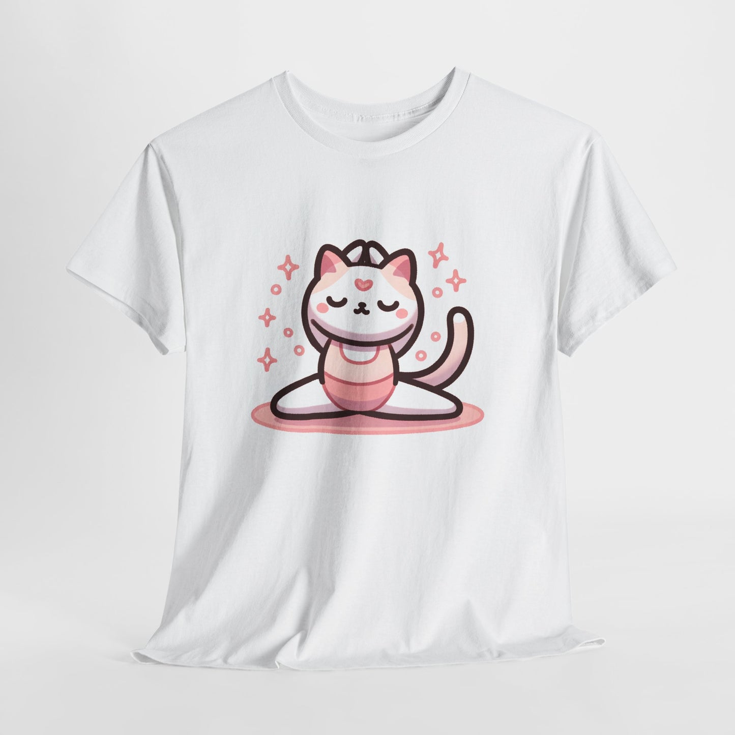 優雅な動き: ピンクのヨガ&amp;バレエ猫ユニセックスTシャツ