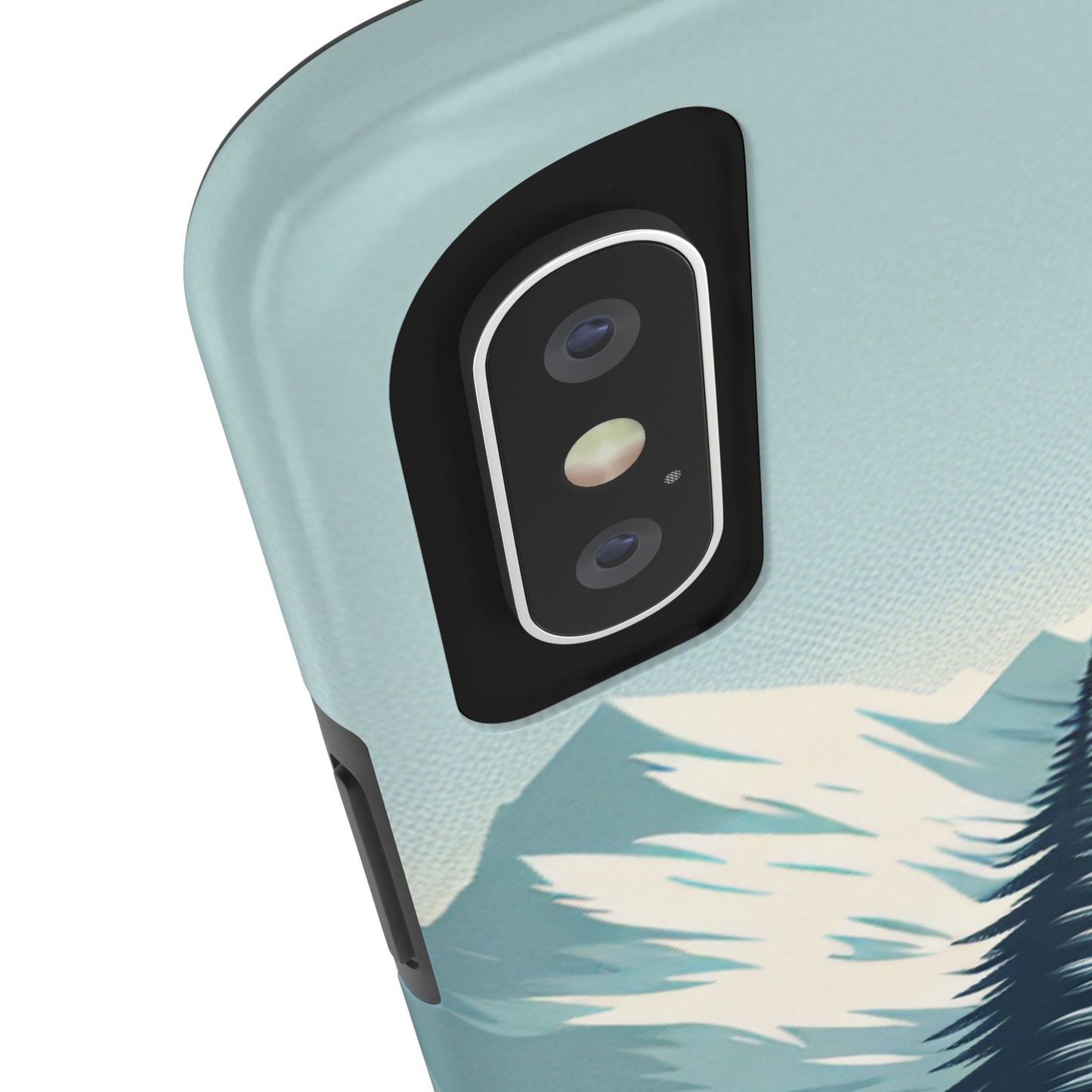 Adventure Awaits Tough Phone Case – Snowy Mountain Tops & Pine Tree Design