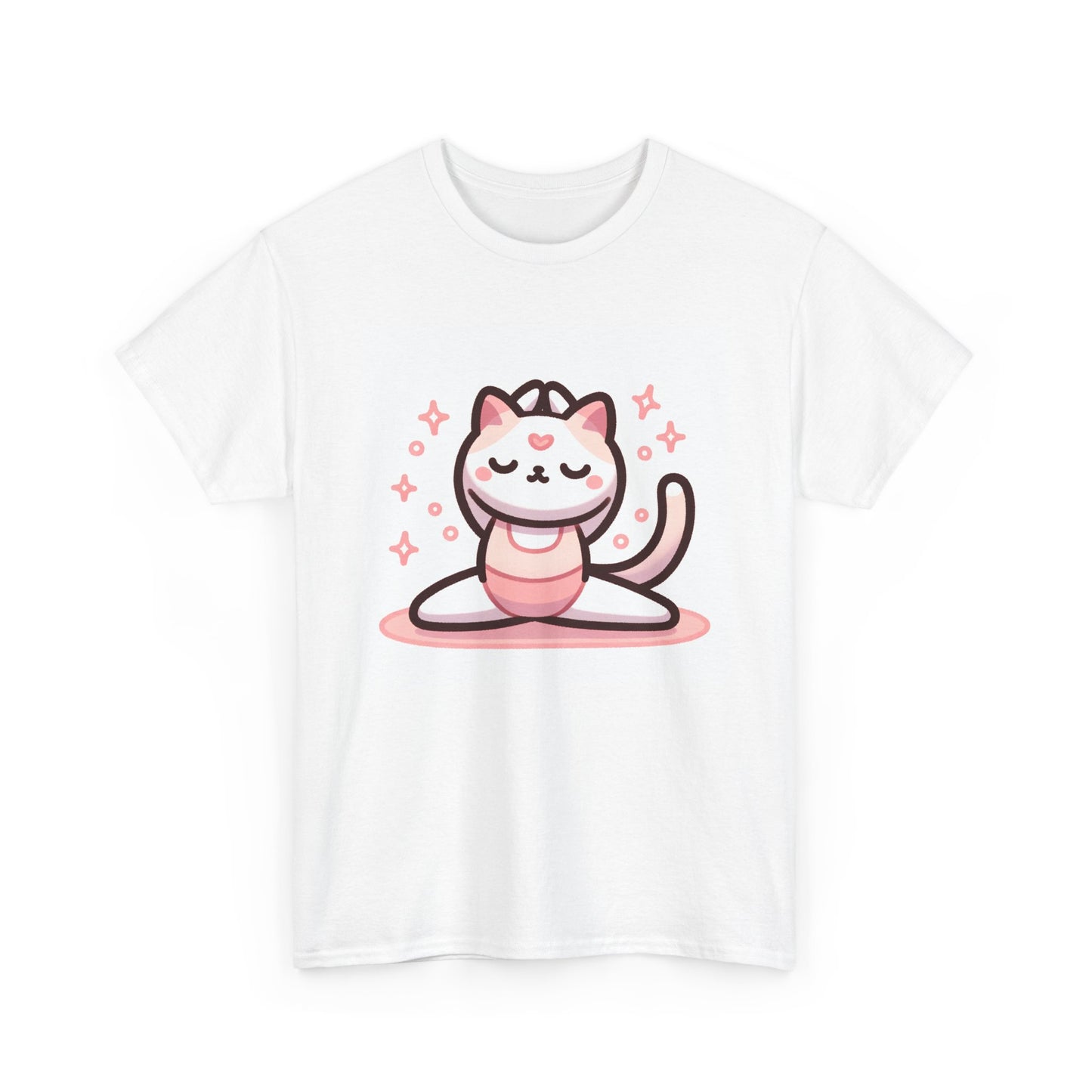 優雅な動き: ピンクのヨガ&amp;バレエ猫ユニセックスTシャツ