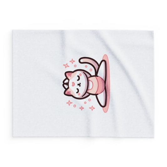 Serene Kitty Comfort: Pink Yoga & Ballet Cat Fleece Blanket