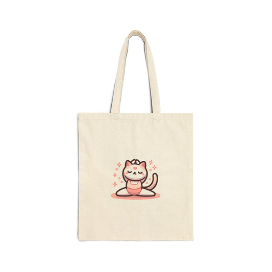 Graceful Kitty: Pink Yoga & Ballet Cat Tote Bag