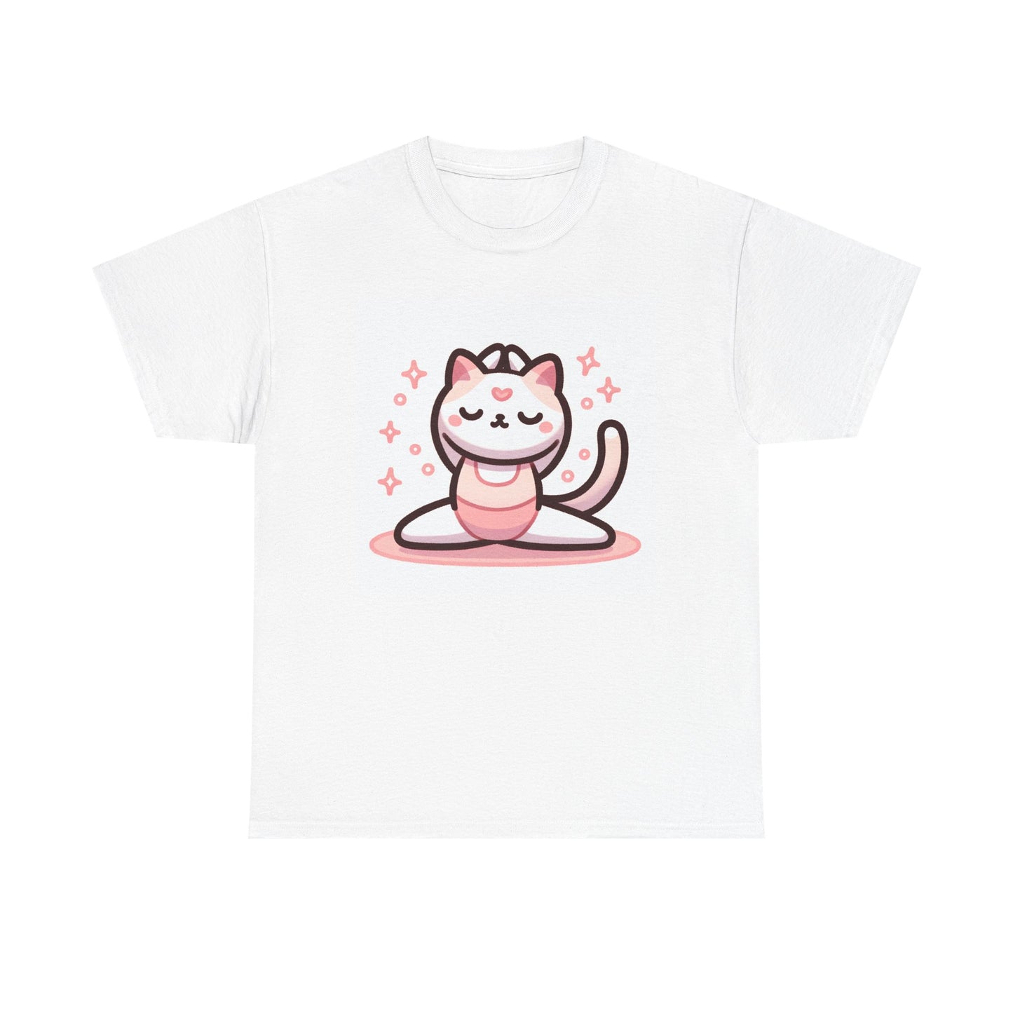 優雅な動き: ピンクのヨガ&amp;バレエ猫ユニセックスTシャツ