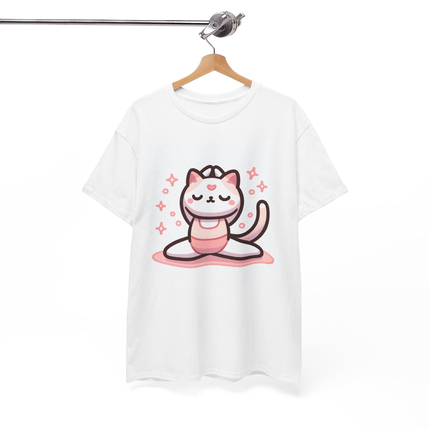 優雅な動き: ピンクのヨガ&amp;バレエ猫ユニセックスTシャツ