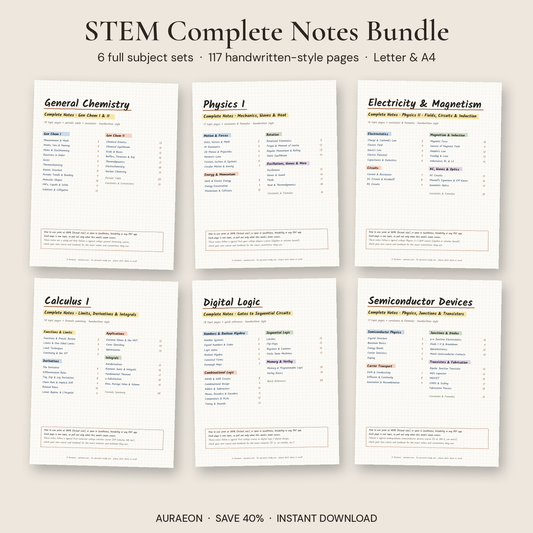 STEM Complete Notes Bundle: six full subject sets